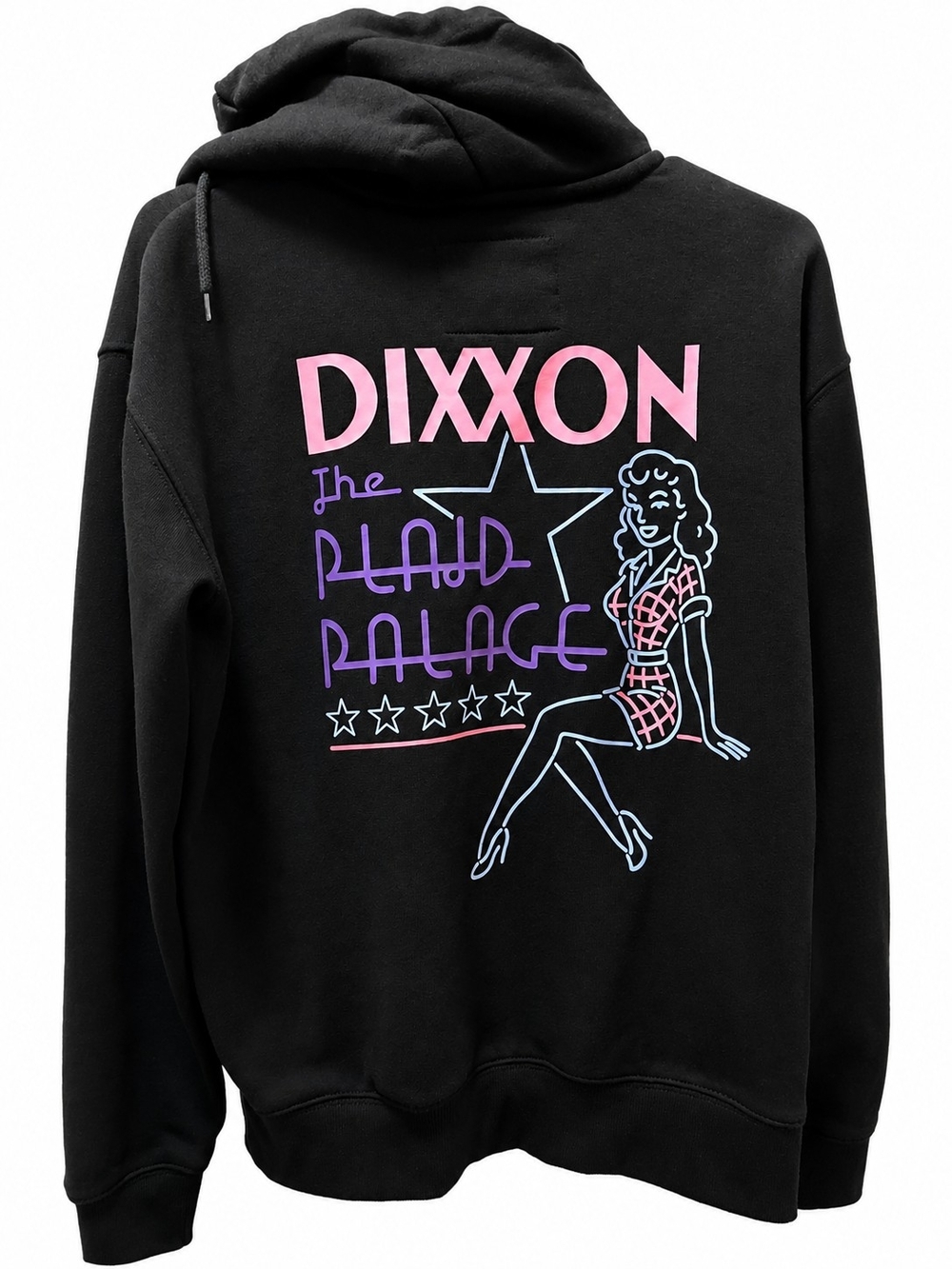 DIXXON Black Zip Up Hoodie Sweatshirt Plaid Palace Womens Pin Up Graphic Small